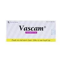 Vascam 5mg United, gồm 3 vỉ x 10 viên, là thuốc dành cho người bị cao huyết áp và đau thắt ngực ổn định mạn tính.