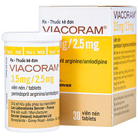 Viên Viacoram 3.5mg/2.5mg Servier dùng để điều trị tăng huyết áp vô căn (hộp 30 viên)