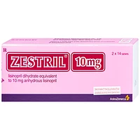 Zestril 10mg AstraZeneca được sử dụng để điều trị tăng huyết áp và suy tim (2 vỉ x 14 viên)