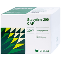 Sản phẩm Stacytine 200 CAP Stella dạng viên (10 vỉ x 10 viên), được sử dụng để làm loãng đờm trong trường hợp viêm phế quản.