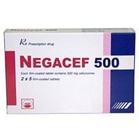 Negacef 500 Pymepharco dùng để điều trị nhiễm khuẩn đường hô hấp, nhiễm khuẩn tai mũi họng (2 vỉ x 5 viên)