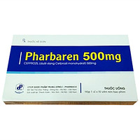 Pharbaren 500mg dạng viên uống (1 vỉ x 10 viên) dùng để điều trị viêm họng, viêm amidan, viêm tai giữa, viêm xoang cấp.