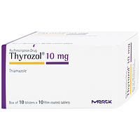 Thyrozol 10mg Merck dùng cho việc điều trị cường giáp (10 vỉ x 10 viên)