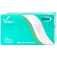Găng tay y tế làm từ cao su trơn có bột VGlove Size S (10 hộp, mỗi hộp 100 chiếc)