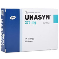 Unasyn 375mg Pfizer, thuốc dùng trong điều trị nhiễm khuẩn đường hô hấp (2 vỉ x 4 viên)