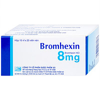 Thuốc Bromhexin 8mg Dược 3-2 giúp làm tan đàm trong các trường hợp viêm khí phế quản và viêm phế quản mạn tính (10 vỉ x 20 viên)