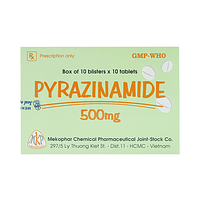 Pyrazinamide 500mg Mekophar dạng 10 vỉ x 10 viên được dùng để điều trị lao phổi.