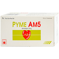 Pyme-Am5 của Pymepharco, được dùng để điều trị tăng huyết áp (10 vỉ, mỗi vỉ chứa 14 viên)