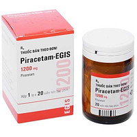 Piracetam-EGIS 1200mg, dạng 20 viên, dùng để điều trị hội chứng tâm thần thực thể và chứng giật rung cơ.