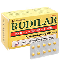 Rodilar 15mg dùng để điều trị ho gây ra bởi sự kích thích ở họng và phế quản (10 vỉ x 10 viên)