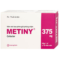 Thuốc Metiny 375mg Merap Group dùng để điều trị các bệnh nhiễm trùng viêm phế quản cấp (1 vỉ x 10 viên)