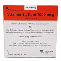 Thuốc Vitamin B12 Kabi 1000mcg dành cho điều trị thiếu vitamin B12 (100 ống X 1ml)