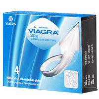 Thuốc Viagra 50mg Viatris dùng để điều trị rối loạn cương dương (1 vỉ x 4 viên)