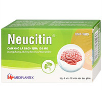 Neucitin 120mg của Mediplantex, gồm 6 vỉ x 10 viên, là thuốc dùng để điều trị chứng mất trí nhớ ngắn hạn.