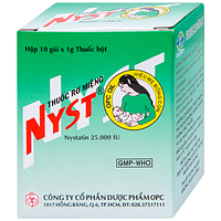 Thuốc rơ miệng Nyst 25.000IU OPC được sử dụng để dự phòng và điều trị bệnh nấm Candida miệng (10 gói)