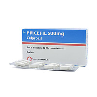 Thuốc Pricefil 500mg Vianex dùng để điều trị các trường hợp nhiễm khuẩn ở đường hô hấp (1 vỉ x 12 viên).