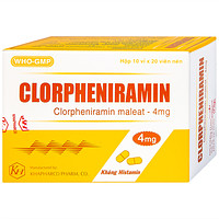 Clorpheniramin 4mg Khapharco được dùng để điều trị các triệu chứng của viêm mũi dị ứng theo mùa, viêm mũi dị ứng quanh năm và mày đay (10 vỉ x 20 viên)