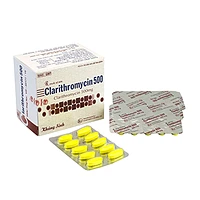 Viên nén Clarithromycin 500mg Khánh Hòa điều trị nhiễm khuẩn đường hô hấp (3 vỉ x 10 viên)