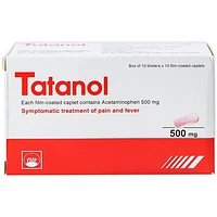 Tatanol 500mg giảm đau, hạ sốt (10 vỉ x 10) viên nén bao phim 