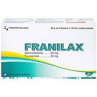 Franilax 50mg/20mg Davipharm ngăn chặn sự tích tụ nước trong cơ thể (Hộp 3 vỉ x 10 viên)