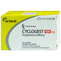 Cyclogest 400mg điều trị các hội chứng tiền kinh nguyệt hộp 3 vỉ x 5 viên đặt