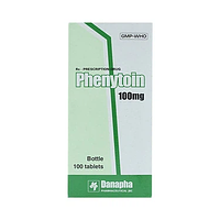 Phenytoin 100mg Danapha điều trị động kinh cơn lớn, động kinh cục bộ hộp 100 viên