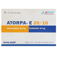 Atorpa-E 20/10 phòng ngừa bệnh tim mạch và tăng cholesterol máu hộp 3 vỉ x 10 viên