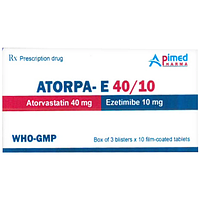 Atorpa-E 40/10 phòng ngừa bệnh tim mạch và tăng cholesterol máu hộp 3 vỉ x 10 viên