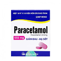 Paracetamol 650mg Mediplantex, giảm đau hạ sốt  (hộp 10 vỉ x 10) viên nén bao phim