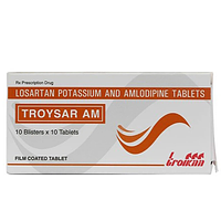 Troysar AM Troikaa điều trị tăng huyết áp, đau thắt ngực hộp 10 vỉ x 10 viên