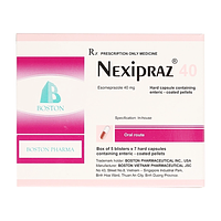 Nexiprax caps PLLT EC 40mg chỉ định loét dạ dày - tá tràng hộp 5 vỉ x 7 viên