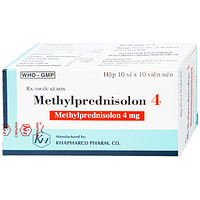 Methylprednisolon 4 Khapharco là thuốc chống viêm, dùng cho việc điều trị viêm khớp dạng thấp và lupus ban đỏ hệ thống (10 vỉ x 10 viên)