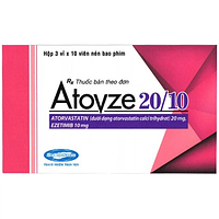 Atovze 20/10 điều trị tăng cholesterol máu nguyên phát hộp 3 vỉ x 10 viên