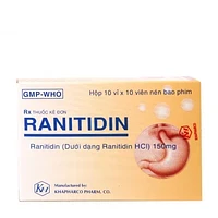 Ranitidin 150mg Khapharco điều trị loét dạ dày, tá tràng tiến triển hộp 10 vỉ x 10 viên