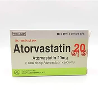 Atorvastatin 20mg điều trị tăng cholesterol máu, giảm mỡ máu hộp 3 vỉ x 10 viên