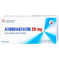 Atorvastatin 20mg điều trị tăng lipid huyết, phòng ngừa bệnh tim mạch hộp 2 vỉ x 10 viên