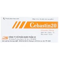 Cebastin20 Dược 3-2 điều trị viêm mũi dị ứng, mày đay (Hộp 3 vỉ x 10 viên)