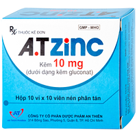 A.T Zinc 10mg An Thiên (10 vỉ x 10 viên) dùng để điều trị tiêu chảy kéo dài