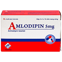 Amlodipin 5mg điều trị tăng huyết áp, đau thắt ngực hộp 3 vỉ x 10 viên