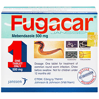 Fugacar Janssen không vị điều trị nhiễm một hoặc nhiều loại giun đường ruột (Hộp 1 viên)