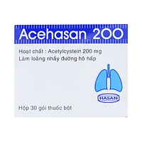 Thuốc Acehasan 200 (30 gói) được dùng để làm loãng đờm trong các bệnh phế quản - phổi cấp và mãn tính.