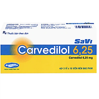Thuốc Nady-Carvedilol 6,25 điều trị tim mạch, huyết áp ( Hộp 3 vỉ x 10 viên)