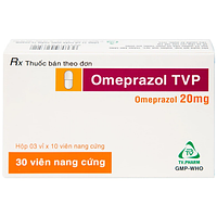  Omeprazol 20mg điều trị loét tá tràng, viêm loét dạ dày (hộp 30 viên)