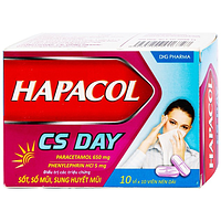 Hapacol CS day 650/5 ,điều trị sốt, sổ mũi, sung huyết mũi (hộp 10 vỉ x 10) viên nén