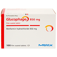 Thuốc Glucophage 850mg Merck điều trị đái tháo đường típ 2 (5 vỉ x 20 viên)
