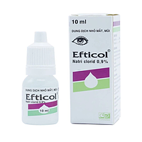 Efticol Natri Clorid 0.9% dùng trong trường hợp rửa mắt, mũi lốc 10 chai x 10ml