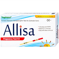 Que thử thai nhanh HCG Allisa Pregnancy Test Kit Traphaco phát hiện 7 - 10 ngày sau khi thụ thai (Hộp 1 que)