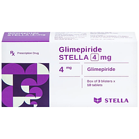 Glimepiride Stella 4mg hỗ trợ kiểm soát đường huyết ở bệnh nhân đái tháo đường tuýp 2 hộp 3 vỉ x 10 viên nén