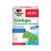 Doppelherz Ginko+B-Vitamin+Choline hỗ trợ tăng cường tuần hoàn não hộp 3 vỉ x 10 viên