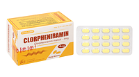 Thuốc Clorpheniramin 4mg Khapharco điều trị triệu chứng viêm mũi dị ứng theo mùa, quanh năm và mày đay (10 vỉ x 20 viên)